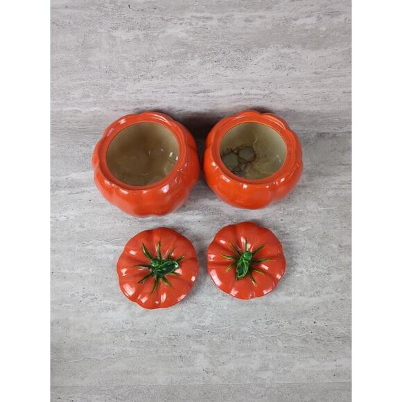 Vintage Maruhon Ware Tomato Salt & Pepper Set w/ Sugar Canisters - Picture 4 of 8